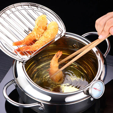 Tempura-Fritteuse mit Thermometer