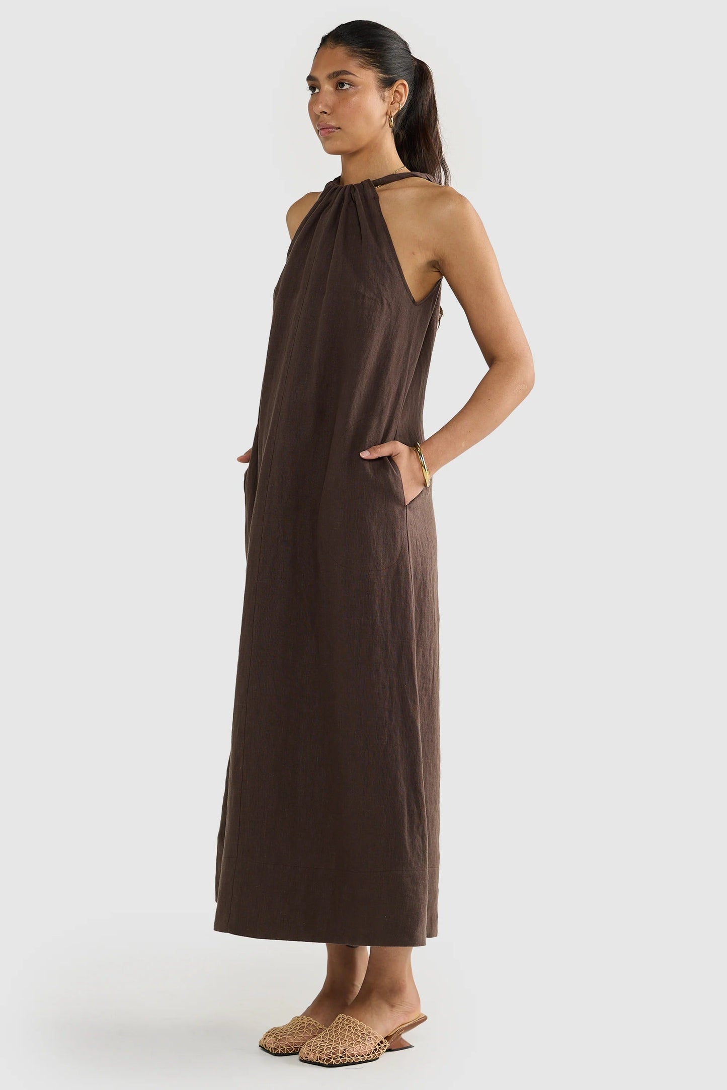 Luna Leinen Neckholderkleid