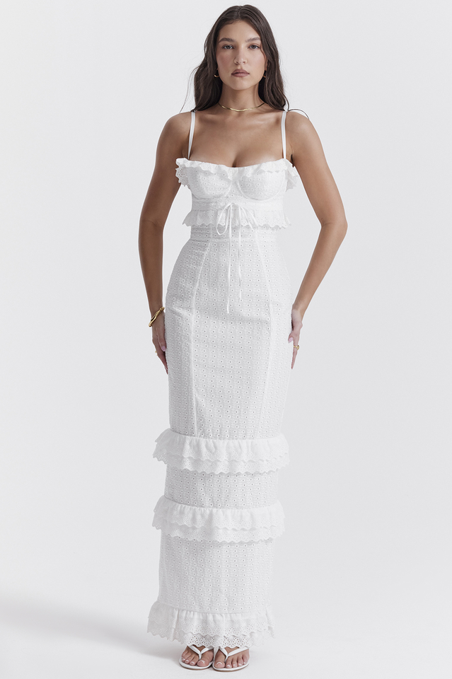 Eve | White Broderie Maxikleid
