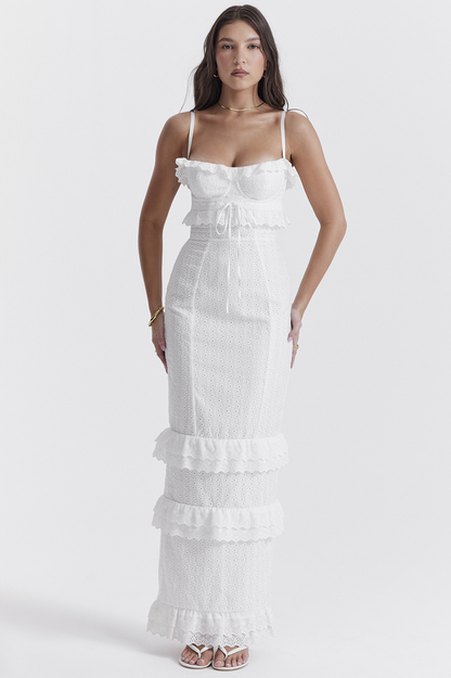 Eve | White Broderie Maxikleid