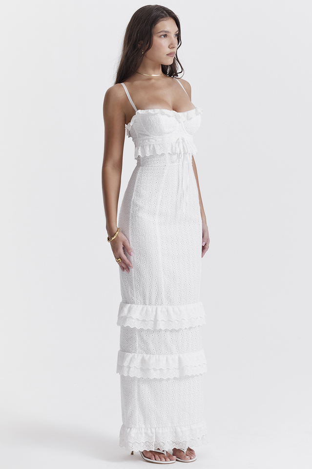 Eve | White Broderie Maxikleid