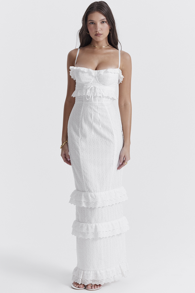 Eve | White Broderie Maxikleid