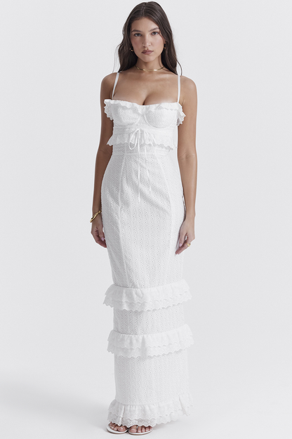 Eve | White Broderie Maxikleid