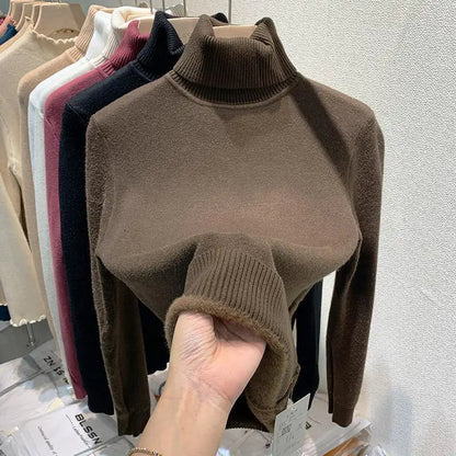 Rollkragenpullover mit Fleecefutter