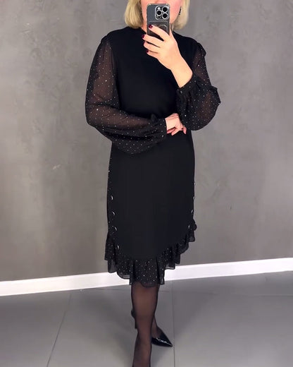 Langärmliges Punktmusterkleid