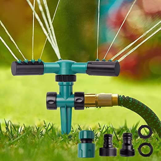 Gartensprenger Automatisch 360° Drehbar mit 3 Armen Sprühkopf