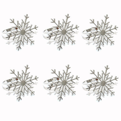 6er Set Silber & Gold Schneeflocken Serviettenringe