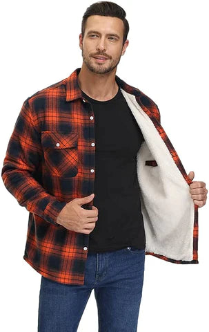 Herren Fleece-Hemdjacke aus kariertem Flanell